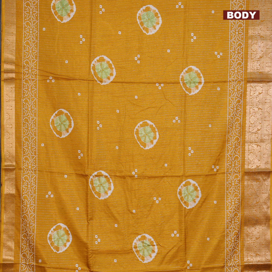 Semi dola saree mustard yellow with allover zari weaves & butta prints and zari woven border