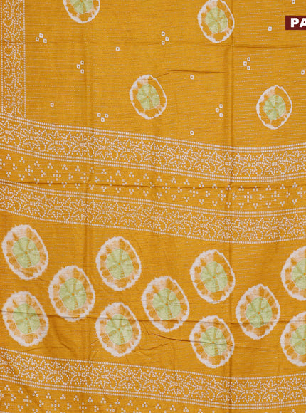 Semi dola saree mustard yellow with allover zari weaves & butta prints and zari woven border