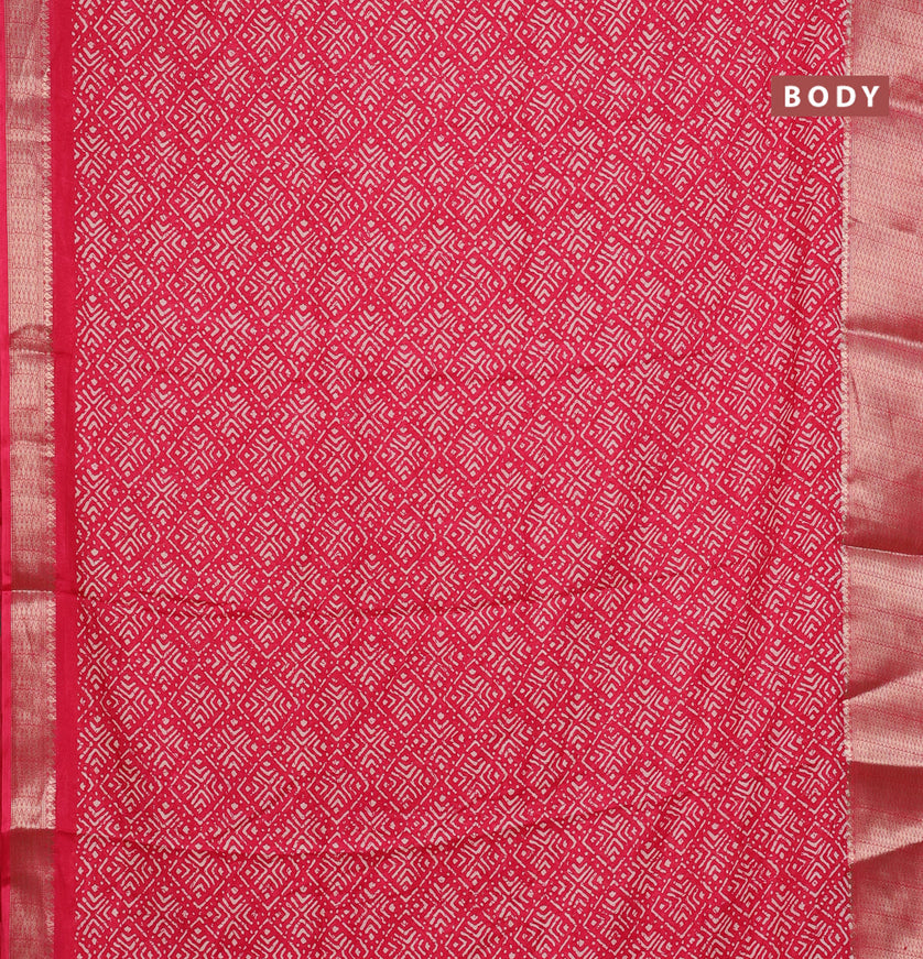 Semi dola saree pink with geometric prints and zari woven border