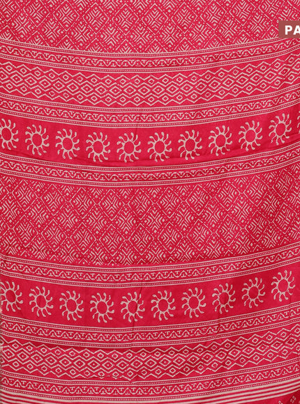 Semi dola saree pink with geometric prints and zari woven border