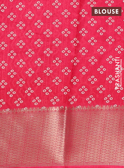 Semi dola saree pink with geometric prints and zari woven border