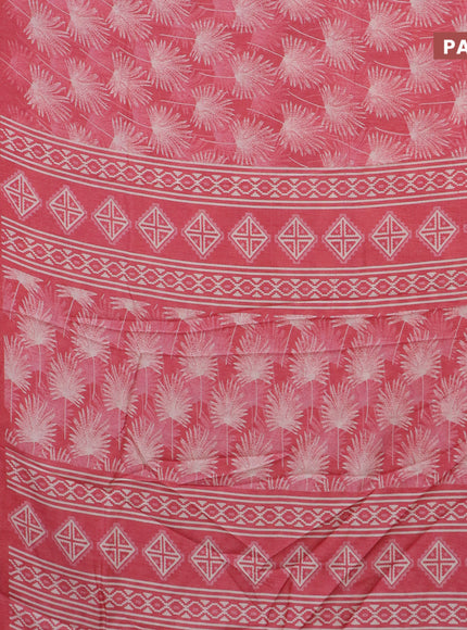 Semi dola saree pink shade with allover prints and zari woven border