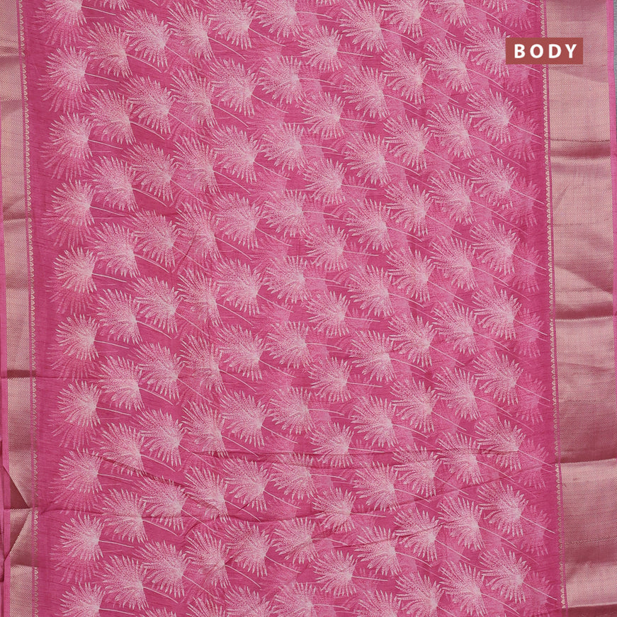 Semi dola saree pink shade with allover prints and zari woven border