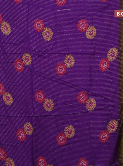 Semi dola saree violet and mehendi green with allover zari weaves & floral digital butta prints and zari woven border