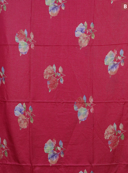 Semi dola saree pink with allover zari weaves & floral digital butta prints and zari woven border