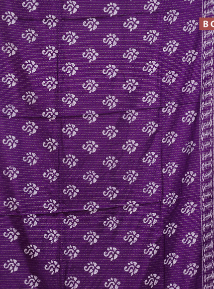 Semi dola saree violet and pink with allover zari weaves & batik butta prints and zari woven border