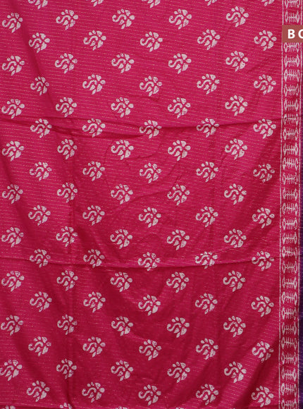 Semi dola saree pink and violet with allover zari weaves & batik butta prints and zari woven border