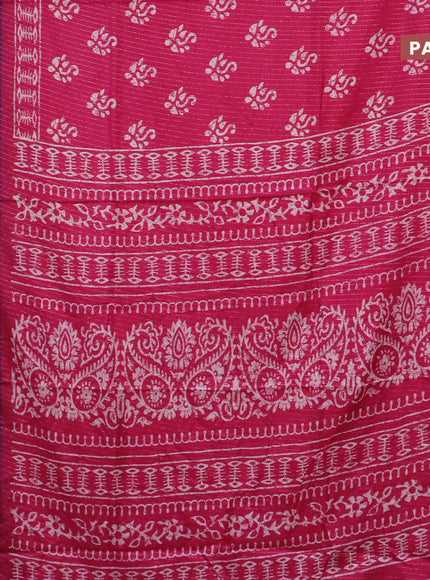 Semi dola saree pink and violet with allover zari weaves & batik butta prints and zari woven border