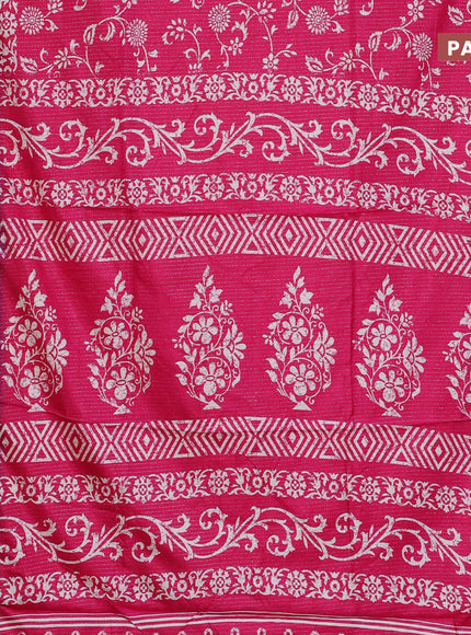 Semi dola saree pink and violet with allover zari weaves & prints and zari woven border