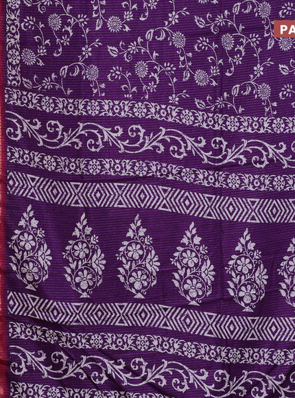 Semi dola saree violet and pink with allover zari weaves & prints and zari woven border