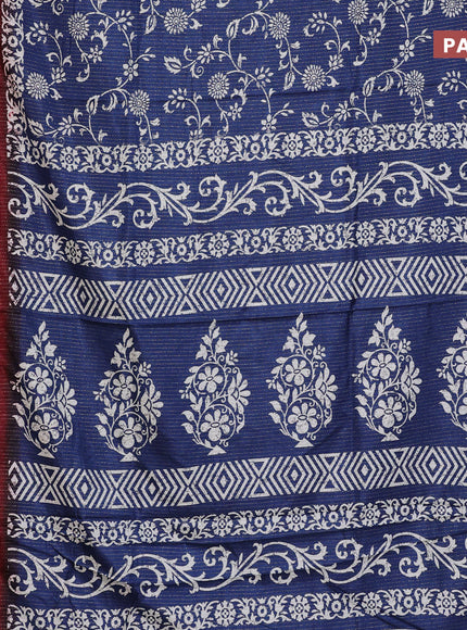 Semi dola saree dark blue and maroon with allover zari weaves & prints and zari woven border