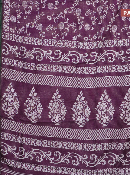 Semi dola saree dark purple and green with allover zari weaves & prints and zari woven border