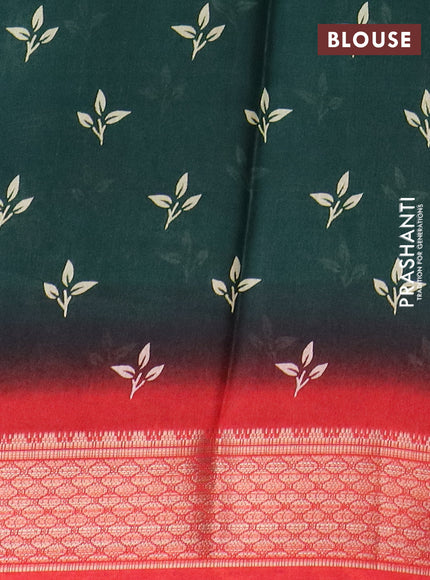 Semi dola saree green and red with allover prints and zari woven border