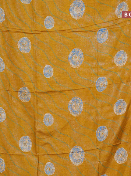 Semi dola saree mustard yellow with allover zari weaves & prints and zari woven border