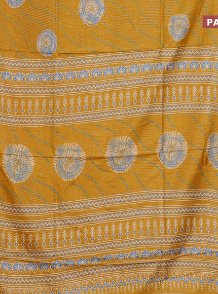 Semi dola saree mustard yellow with allover zari weaves & prints and zari woven border