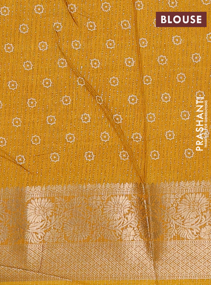 Semi dola saree mustard yellow with allover zari weaves & prints and zari woven border