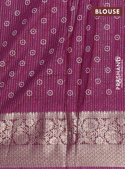 Semi dola saree purple with allover zari weaves & prints and zari woven border