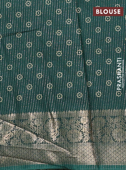 Semi dola saree green with allover zari weaves & prints and zari woven border