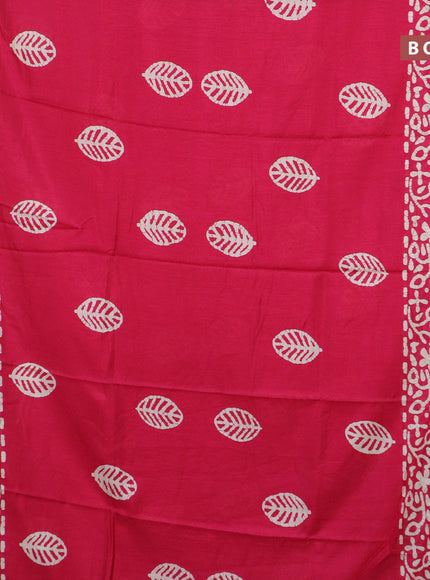 Semi dola saree pink with batik butta prints and zari woven border