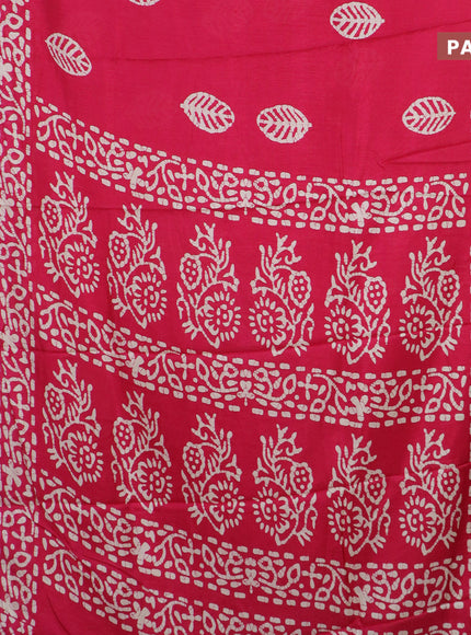 Semi dola saree pink with batik butta prints and zari woven border