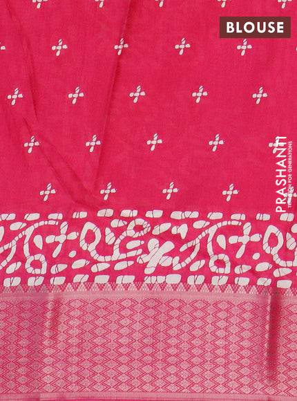 Semi dola saree pink with batik butta prints and zari woven border