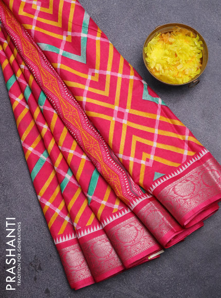 Semi dola saree pink with allover leheriya style pattern and zari woven border