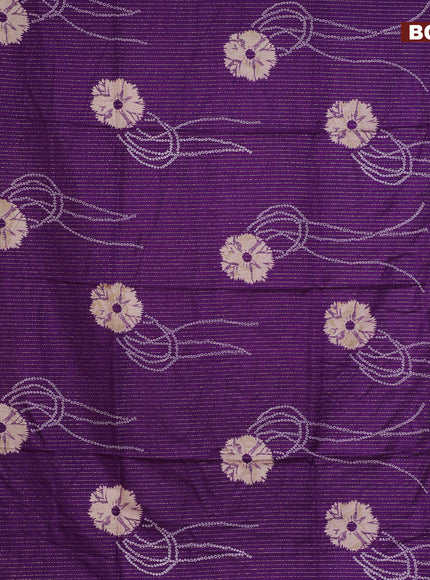 Semi dola saree violet and pink with allover zari weaves & butta prints and zari woven border