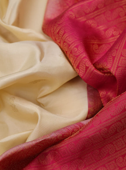 Pure kanchipuram silk saree cream with zari woven buttas and ganga jamuna border