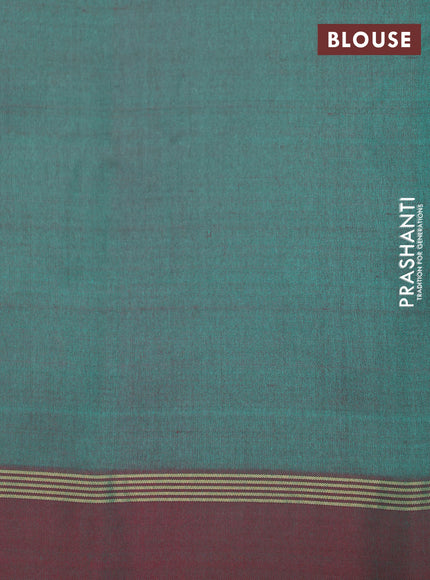 Pure kanchipuram silk saree teal green and dual shade of maroon with zari woven buttas and zari woven simple border