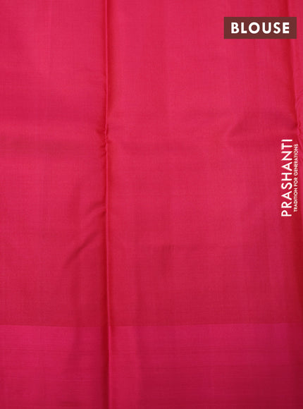 Pure kanchipuram silk saree dual shade of mustard and pink with plain body and simple border