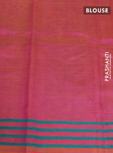 Silk cotton block printed saree dual shade of pinkish yellow and dual shade of mustard with geometric prints and printed border