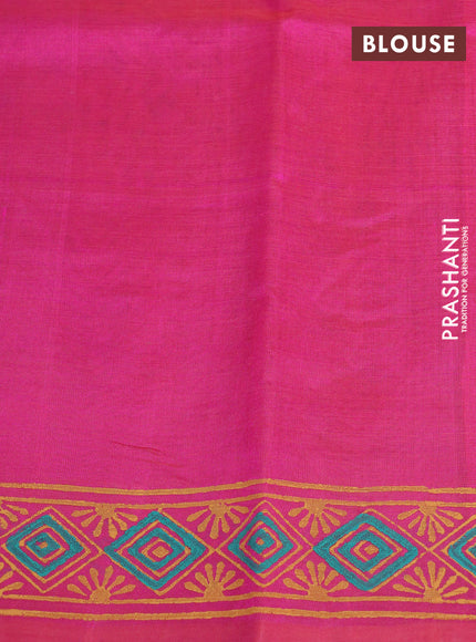 Silk cotton block printed saree pink with allover box type butta prints and printed border