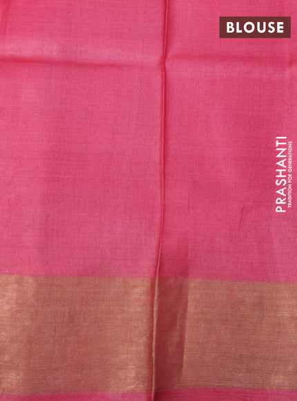 Pure tussar silk saree pink with allover leheriya prints and zari woven border