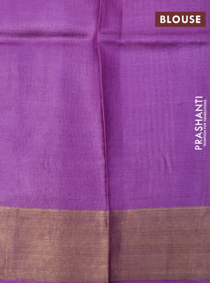 Pure tussar silk saree purple with allover leheriya prints and zari woven border