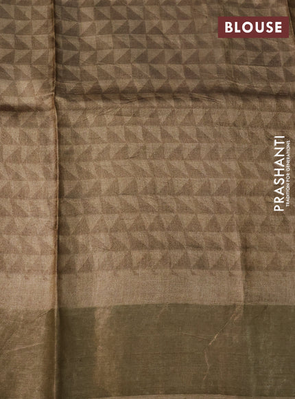 Pure tussar silk saree purple with allover prints and zari woven border