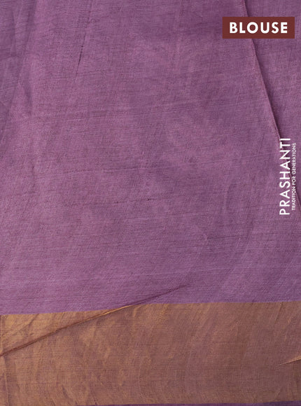 Pure tussar silk saree purple shade with allover geometric prints and zari woven border