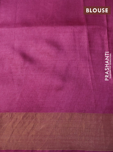 Pure tussar silk saree pink with allover geometric prints and zari woven border