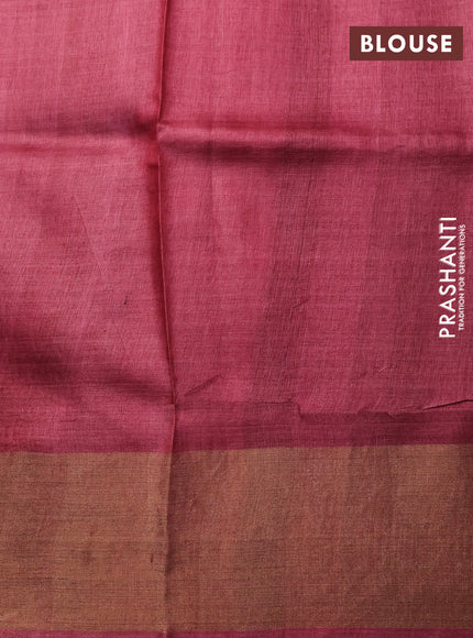 Pure tussar silk saree maroon with allover bandhani prints and zari woven border