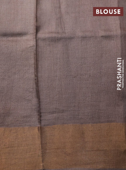 Pure tussar silk saree brown with allover bandhani prints and zari woven border