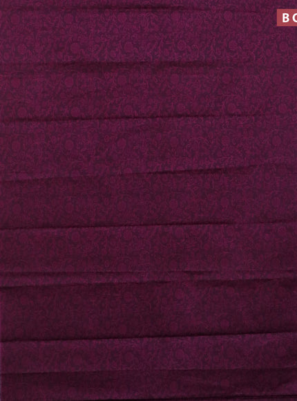 Muslin cotton saree purple and black with allover prints and thread woven border