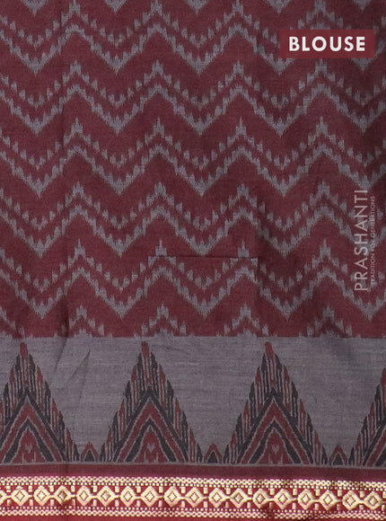 Muslin cotton saree blue and maroon with allover prints and thread woven border