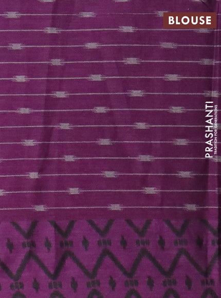 Muslin cotton saree purple and grey with allover prints and small zari woven border