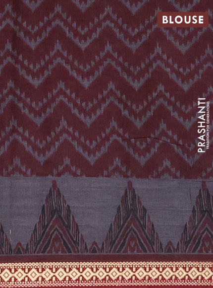 Muslin cotton saree blue and maroon with allover prints and thread woven border