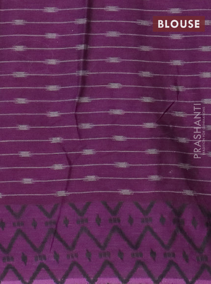 Muslin cotton saree grey and deep purple with geometric prints and printed border