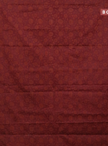 Muslin cotton saree maroon and black with allover floral prints and thread woven border