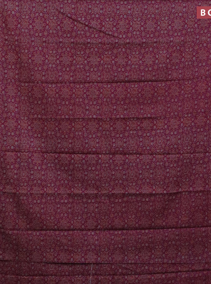 Muslin cotton saree magenta pink with allover ajrakh prints and thread woven border