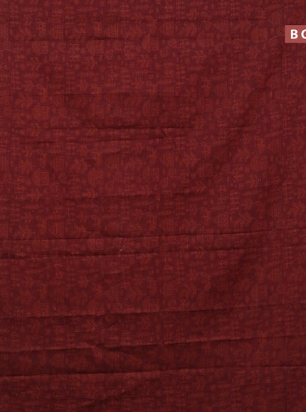 Muslin cotton saree maroon and grey maroon with allover warli prints and thread woven border