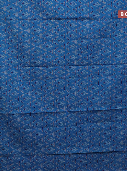 Muslin cotton saree cs blue and blue with allover ikat prints and printed border