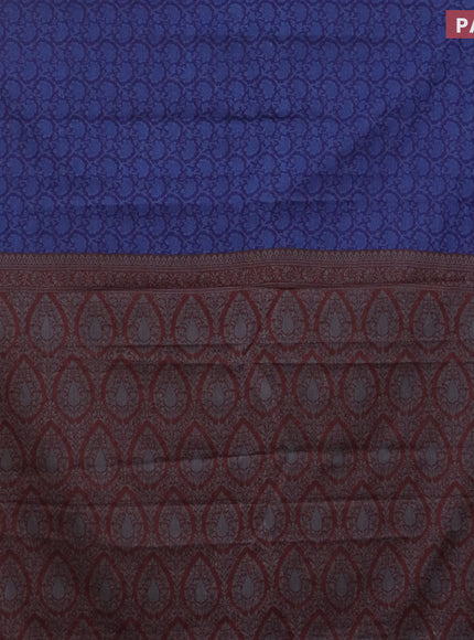 Muslin cotton saree blue and maroon with allover prints and thread woven border