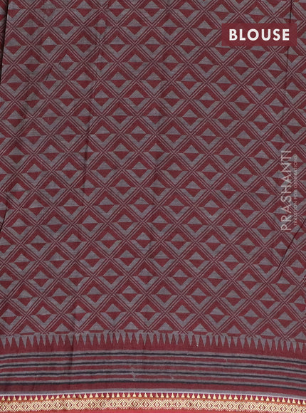 Muslin cotton saree dark mustard and maroon with allover prints and thread woven border